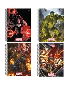 Caderno Universal Espiral 1 Matéria 80 Folhas Heróis da Marvel