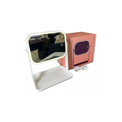 Espelho De Mesa/Maquiagem Touchscreen com LED Quadrado Portátil Dubai Tech
