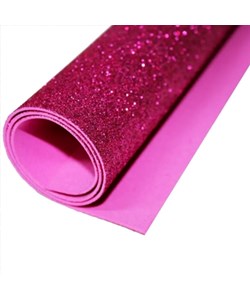 Kit 10 Folhas EVA Emborrachado com Glitter 40 x 48cm Rosa Pink