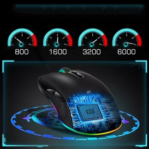 Mouse Yelandar Gamer 6000dpi 7 Botões Sensor Ótico C/fio+rgb